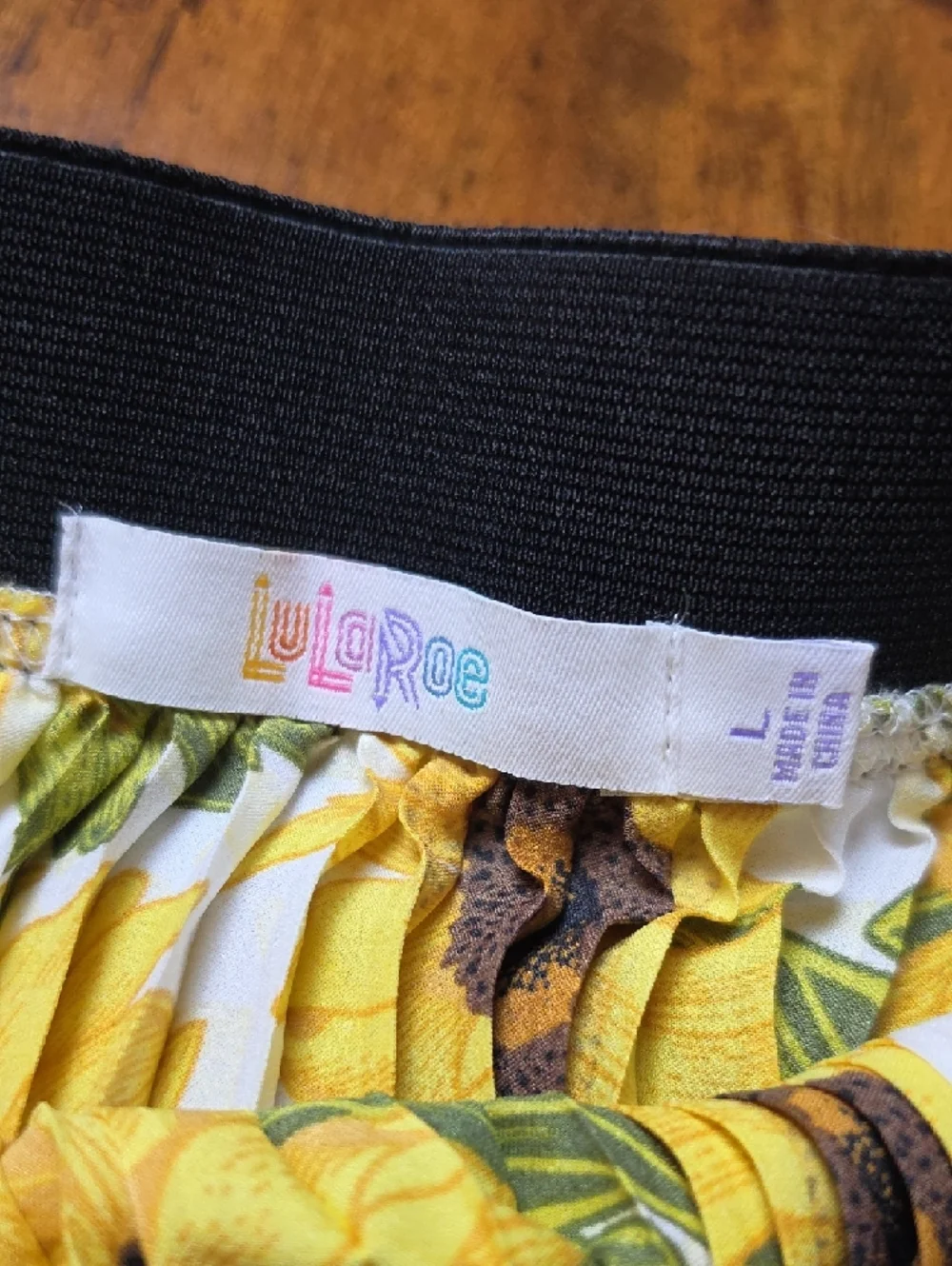 LULAROE | Jill Pleated Elastic‎ Waist Sunflower Stretchy Floral Midi Skirt | L